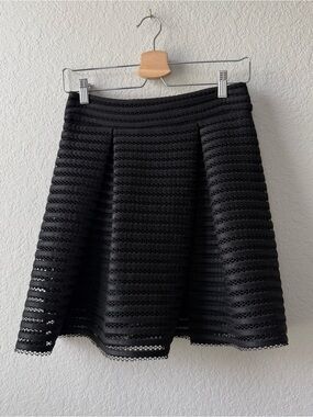 Express Black Lace-Striped Circle Skirt